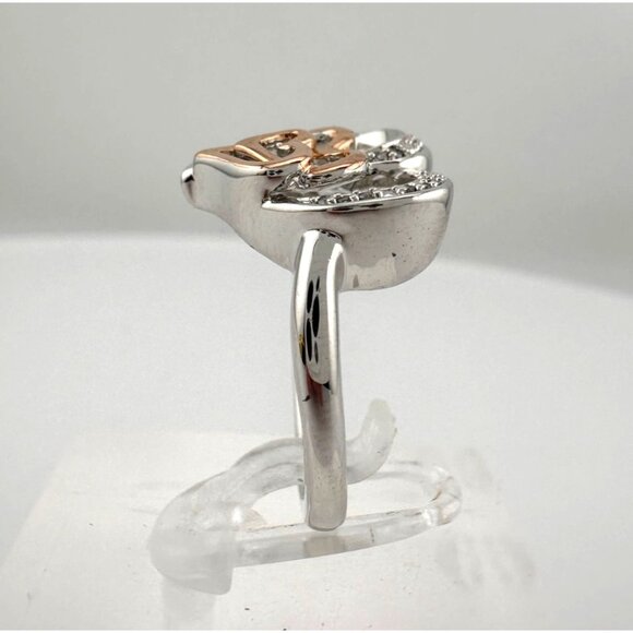 Natural Diamond Triple Heart Ring - Two Tone - Size 7.25 - Picture 6 of 16